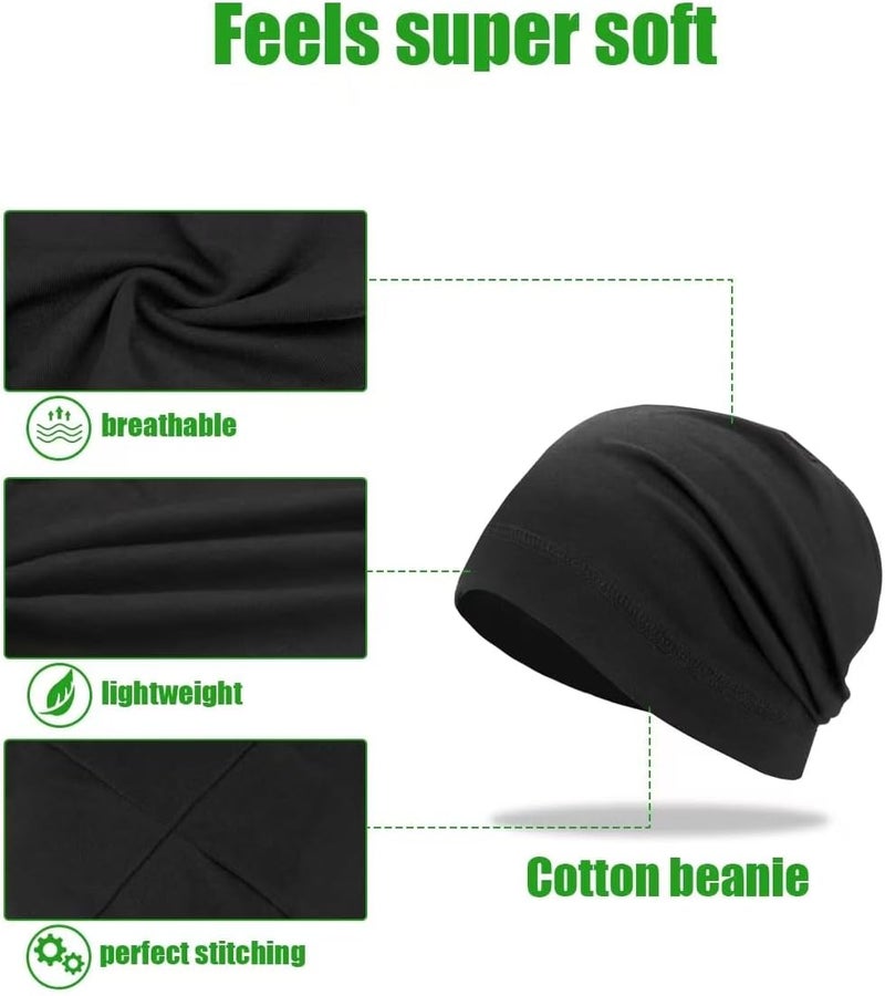 SRLLBBY Lightweight Cotton Beanie, Breathable Thin Sleep Hats, Skull Caps for Running Cycling Hiking Fishing - Image 3